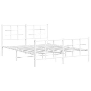 vidaXL Metal Bed Frame without Mattress with Footboard White 150x200cm