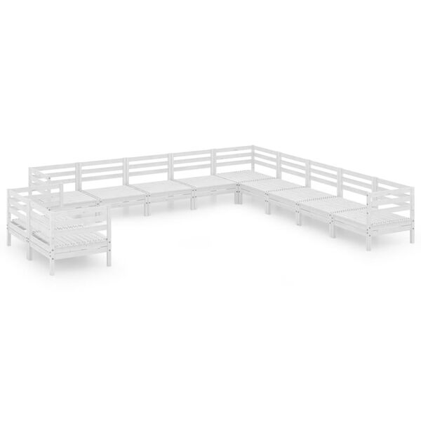 vidaXL 11 Piece Garden Lounge Set Solid Wood Pine White