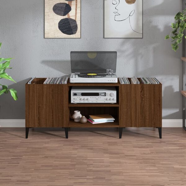 vidaXL Record Cabinet Brown Oak 121x38x48 cm Engineered Wood