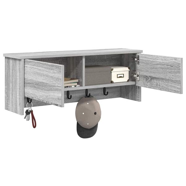 vidaXL Wall-Mounted Coat Rack with Shelf Grey Sonoma 80 x 20 x 30 cm