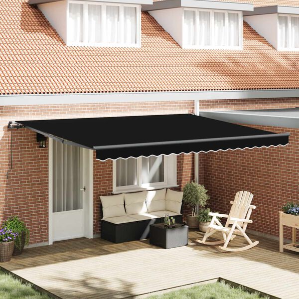 vidaXL Retractable Awning Black 450 x 300 cm Polyester and Steel