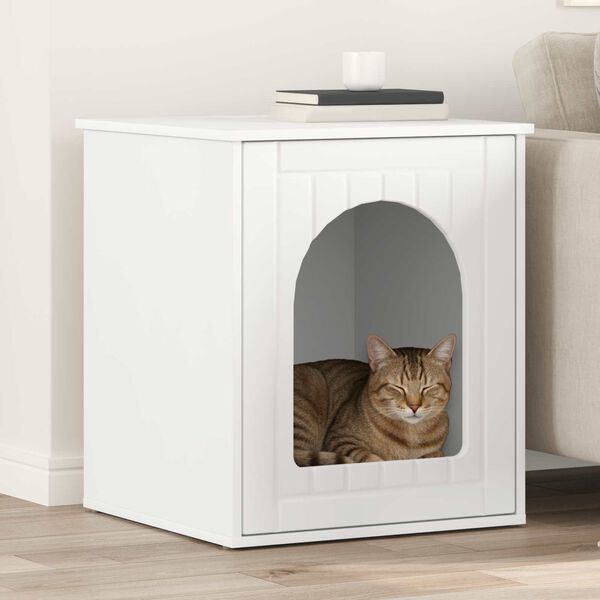 vidaXL Cat House White 53 x 52 x 62 cm Engineered Wood