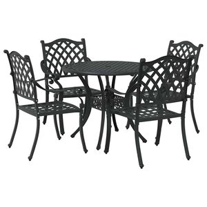 vidaXL Garden Dining Set 5 pcs Black Aluminium
