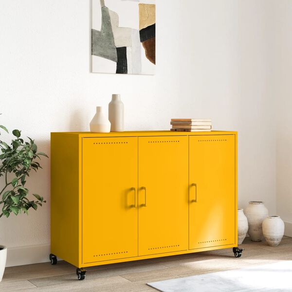 vidaXL Sideboard Mustard Yellow 100.5x39x72 cm Steel