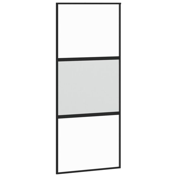 vidaXL Sliding Door Black 90x205 cm Tempered Glass and Aluminium