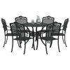 vidaXL Garden Dining Set 7 pcs Black 90 x 90 x 75 cm Cast Aluminium