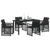 vidaXL Garden Dining Set 5 pcs Black Poly Rattan
