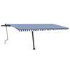 vidaXL Freestanding Manual Retractable Awning 500x350 cm Blue/White