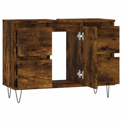 vidaXL Bathroom Cabinet Smoked Oak 80x33x60 cm Engineered Wood