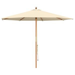 vidaXL Garden Parasol &Oslash; 300 x 248 cm Solid Eucalyptus Wood Cream White