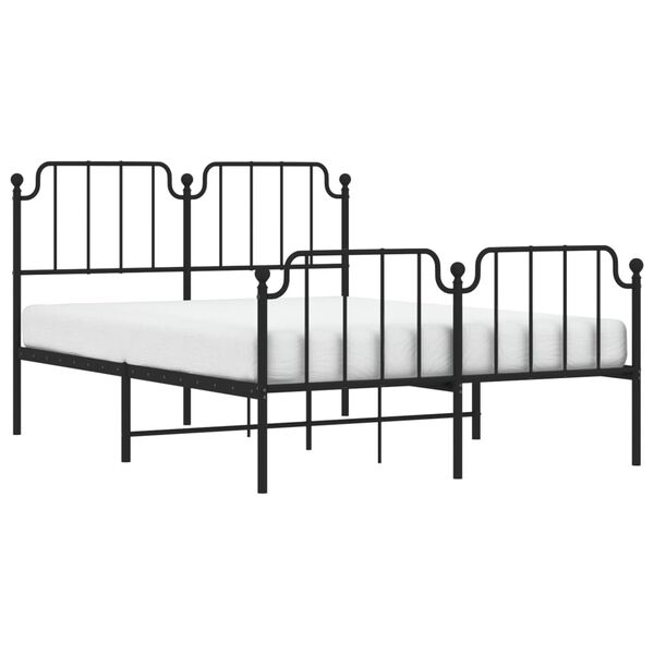 vidaXL Metal Bed Frame without Mattress with Footboard Black 140x190cm