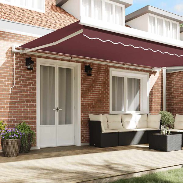 vidaXL Manual Retractable Awning Burgundy 500x300 cm