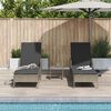 vidaXL Sun lounger Reclining 2 pcs Grey 35 x 35 x 32cm Poly Rattan