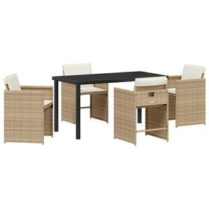 vidaXL Garden Dining Set 5 pcs Beige Poly Rattan