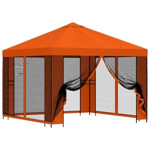 vidaXL Garden Gazebo with Sidewalls 3 x 3 m Orange Polyester and Steel