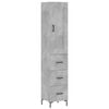 vidaXL Highboard Concrete Grey 34.5x34x180 cm Engineered Wood