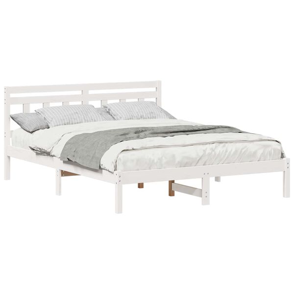 vidaXL Bed Frame White 140 x 200 cm Solid Pine Wood
