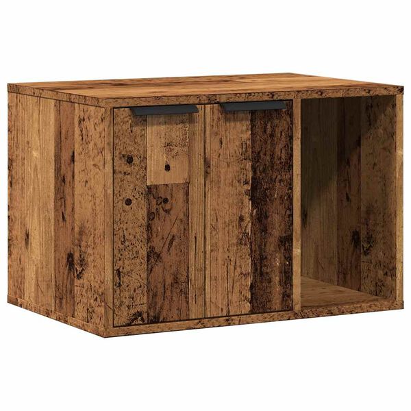 vidaXL Cat Litter Box Enclosure Old Wood 60x40x40 cm Engineered Wood