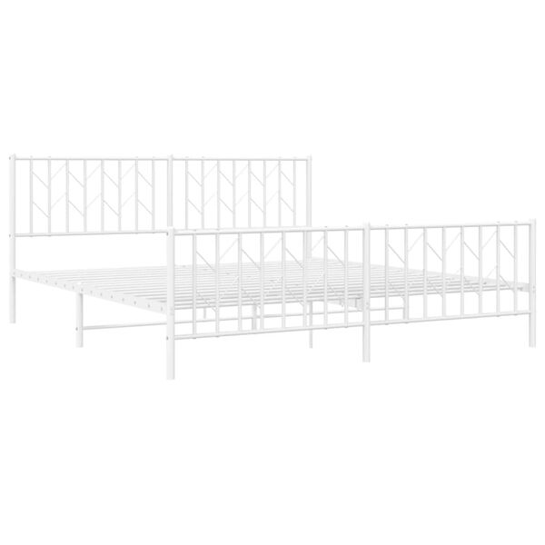 vidaXL Metal Bed Frame without Mattress with Footboard&nbsp;White 183x213cm