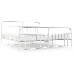 vidaXL Metal Bed Frame without Mattress with Footboard White 193x203cm
