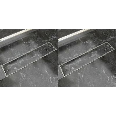 vidaXL Linear Shower Drain 2 pcs 530x140 mm Stainless Steel