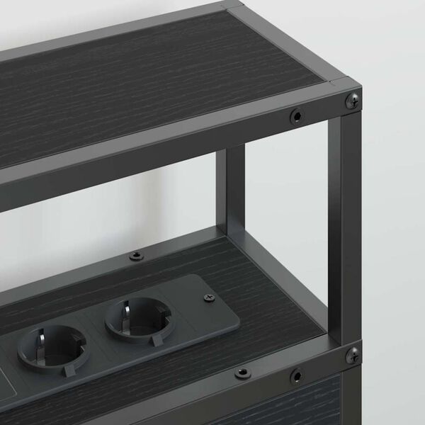 vidaXL Storage Headboard with Shelf Black oak 180 cm Engineered wood