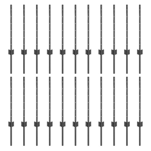 vidaXL Fence Posts Height Adjustable Manual 22 pcs Grey 100 cm Steel