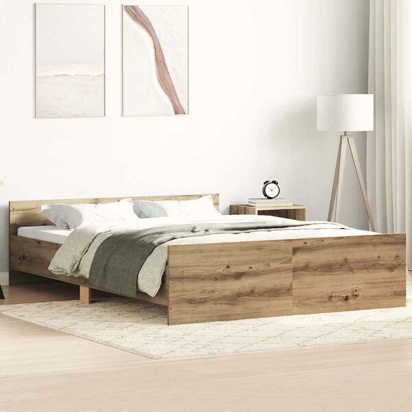 vidaXL Bed Frame without Mattress Artisan Oak 120x190cm Engineered Wood