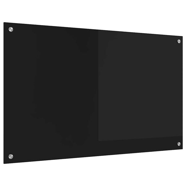 vidaXL Kitchen Backsplash Black 100 x 60 cm Tempered Glass