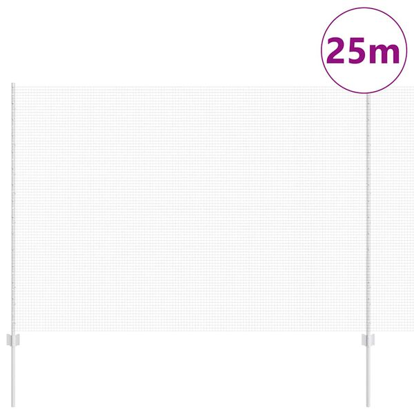 vidaXL Fence with Post Silver 1.6 x 25 m Steel