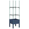 vidaXL Garden Planter with Trellis Blue Grey 40x40x142.5 cm PP