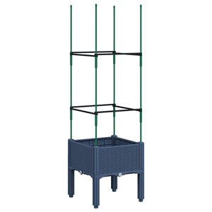 vidaXL Garden Planter with Trellis Blue Grey 40x40x142.5 cm PP