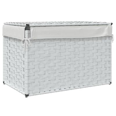 vidaXL Laundry Basket with Lid White 55.5x35x34 cm Poly Rattan