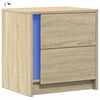 vidaXL Bedside Cabinet with LED Lights Sonoma Oak Engineered Wood