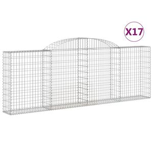 vidaXL Arched Gabion Baskets 17 pcs 300x30x100/120 cm Galvanised Iron