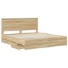 vidaXL Bed Frame with Drawer Sonoma Oak 200 x 200 cm Engineer Wood