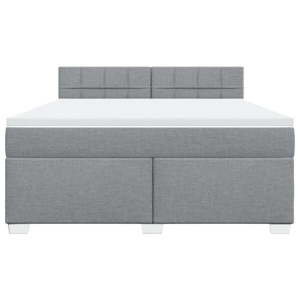 vidaXL Box Spring Bed with Mattress Light Grey 180x200 cm Fabric