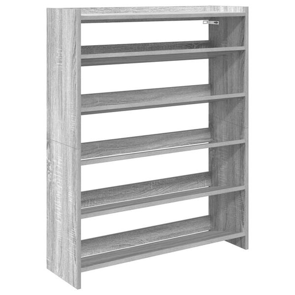 vidaXL Shoe Rack Grey Sonoma 80x25x100 cm Engineered Wood