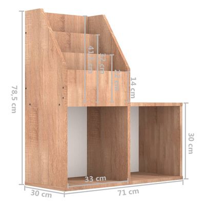 vidaXL Children Magazine Rack Sonoma Oak 71x30x78.5 cm Engineered Wood