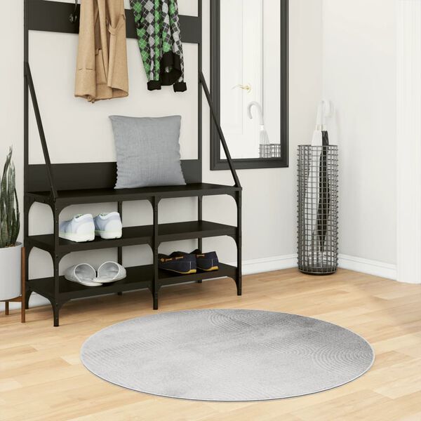 vidaXL Rug IZA Short Pile Scandinavian Look Grey &Oslash; 100 cm
