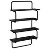 vidaXL 4-Tier Wall Shelf Black Oak 80 x 24.5 x 104 cm Engineered Wood