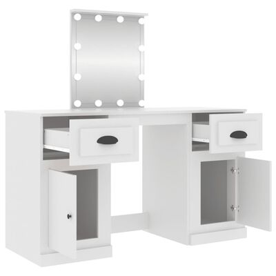 vidaXL Dressing Table with LED White 130x50x132.5 cm