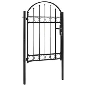 vidaXL Fence Gate "ASSEN" with Arched Top Steel 102x150 cm Black