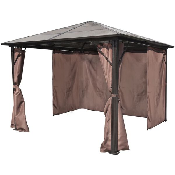 vidaXL Gazebo with Curtain Brown Aluminium 300 x 300 cm