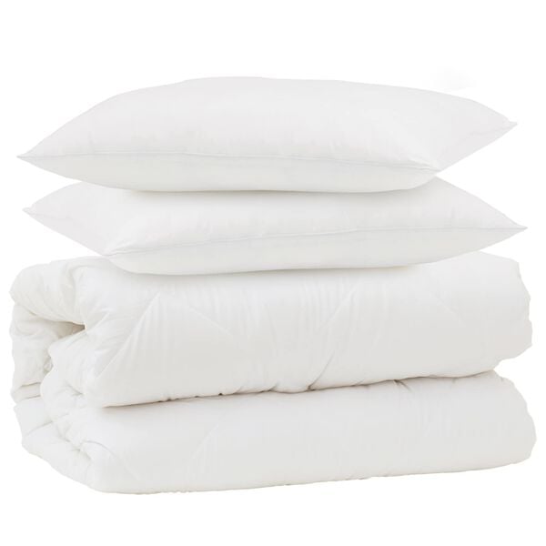 vidaXL Duvet Set with Pillow 3 pcs White Microfiber and Down Feather