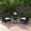 vidaXL 3 Piece Garden Bistro Set Poly Rattan and Tempered Glass Black