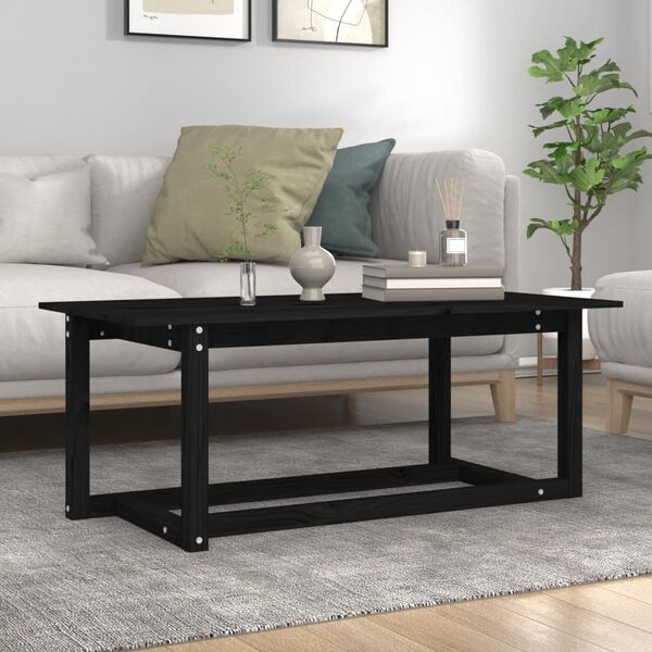 vidaXL Coffee Table Black 110x55x45 cm Solid Wood Pine