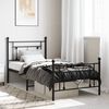 vidaXL Metal Bed Frame without Mattress with Footboard Black 90x190cm