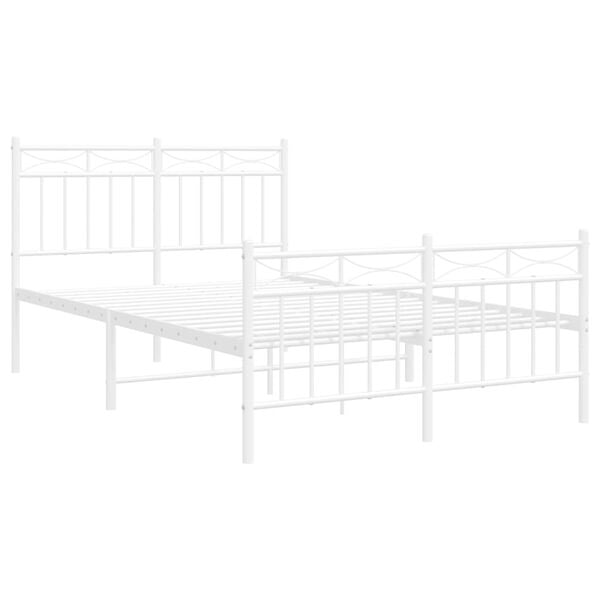 vidaXL Metal Bed Frame without Mattress with Footboard White 120x200cm