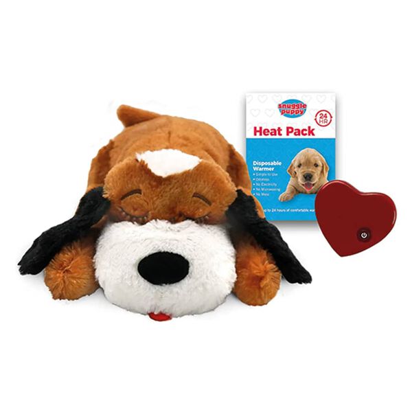 Snuggle Puppy Heartbeat Stuffed Dog Toy Brown and White